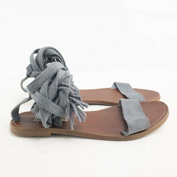 Steve Madden Womens Shoes 8 Gladiator Sandals Strappy Ankle Strap Wrap Tie Flat - Picture 6 of 9